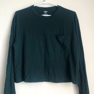 Aritzia cute dark green long sleeves semi crop top